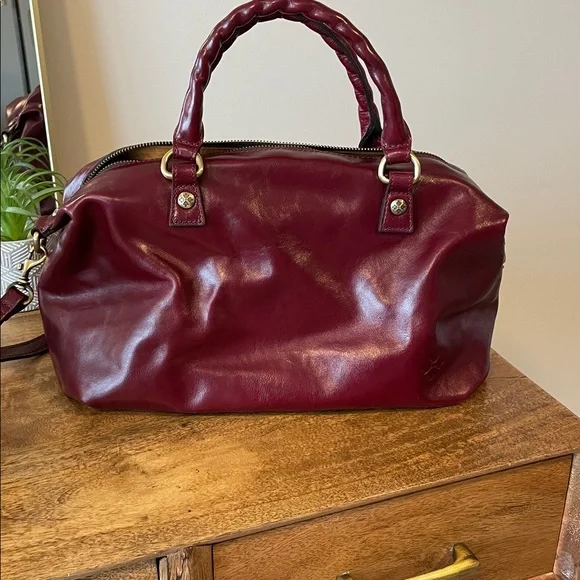 Patricia Nash Calasetta Leather Top Handle Crossbody Satchel Oxblood